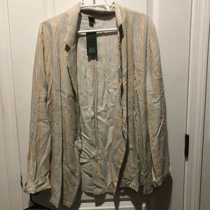 Cream pinstriped light weight linen blazer